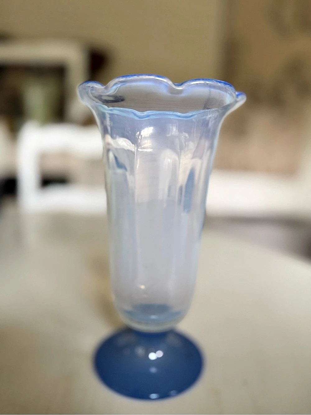 Vintage Kosta Boda "Bluebells" Opaline Art Glass Vase by Monica Backström - 8"